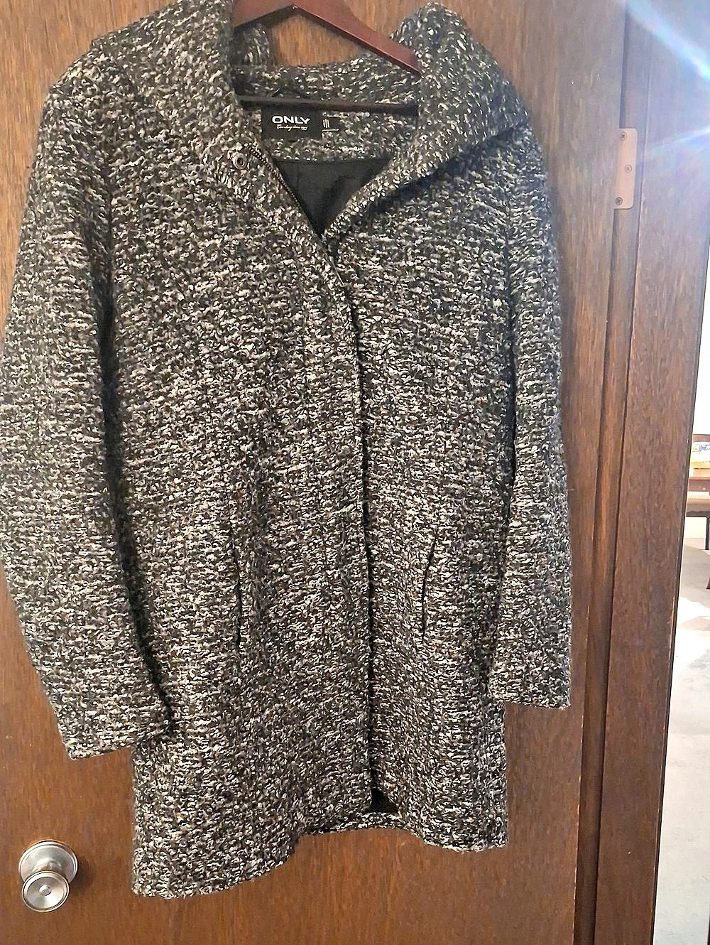 ONLY Boucle Wool Coat Black & Gray Size L
